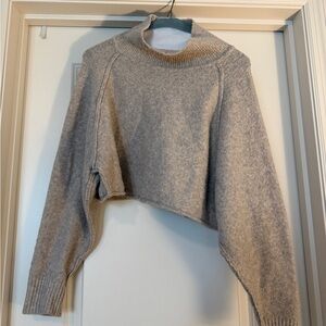 Urban Outfitters Heather Gray Cropped Turtleneck Sweater